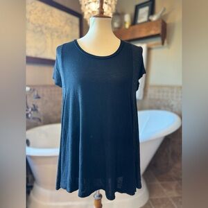 NWT Anama black and gray key hole short sleeve top size large